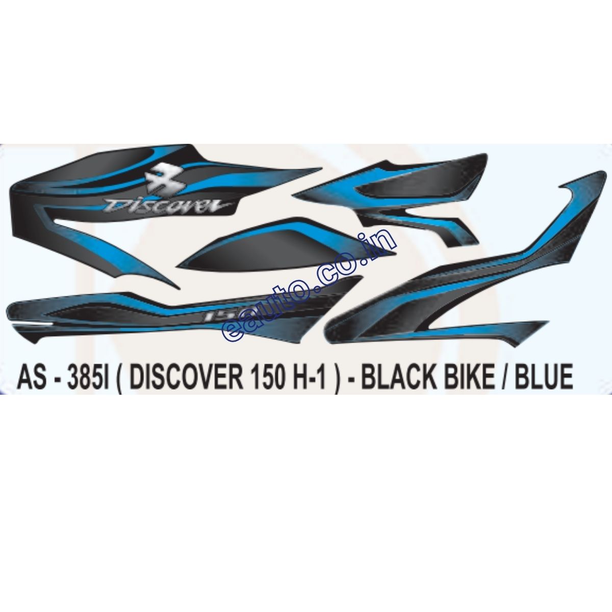 Graphics Sticker Set for Bajaj Discover 150 | H1 | Black Vehicle | Blue Sticker | Both Sides