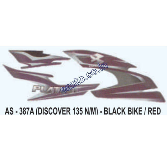 Graphics Sticker Set for Bajaj Platina | Old Model | Black Vehicle | Red Sticker | Both Sides