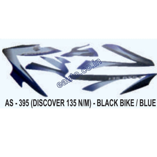 Graphics Sticker Set for Bajaj Discover 135 | New Model | Black Vehicle | Blue Sticker | Both Sides