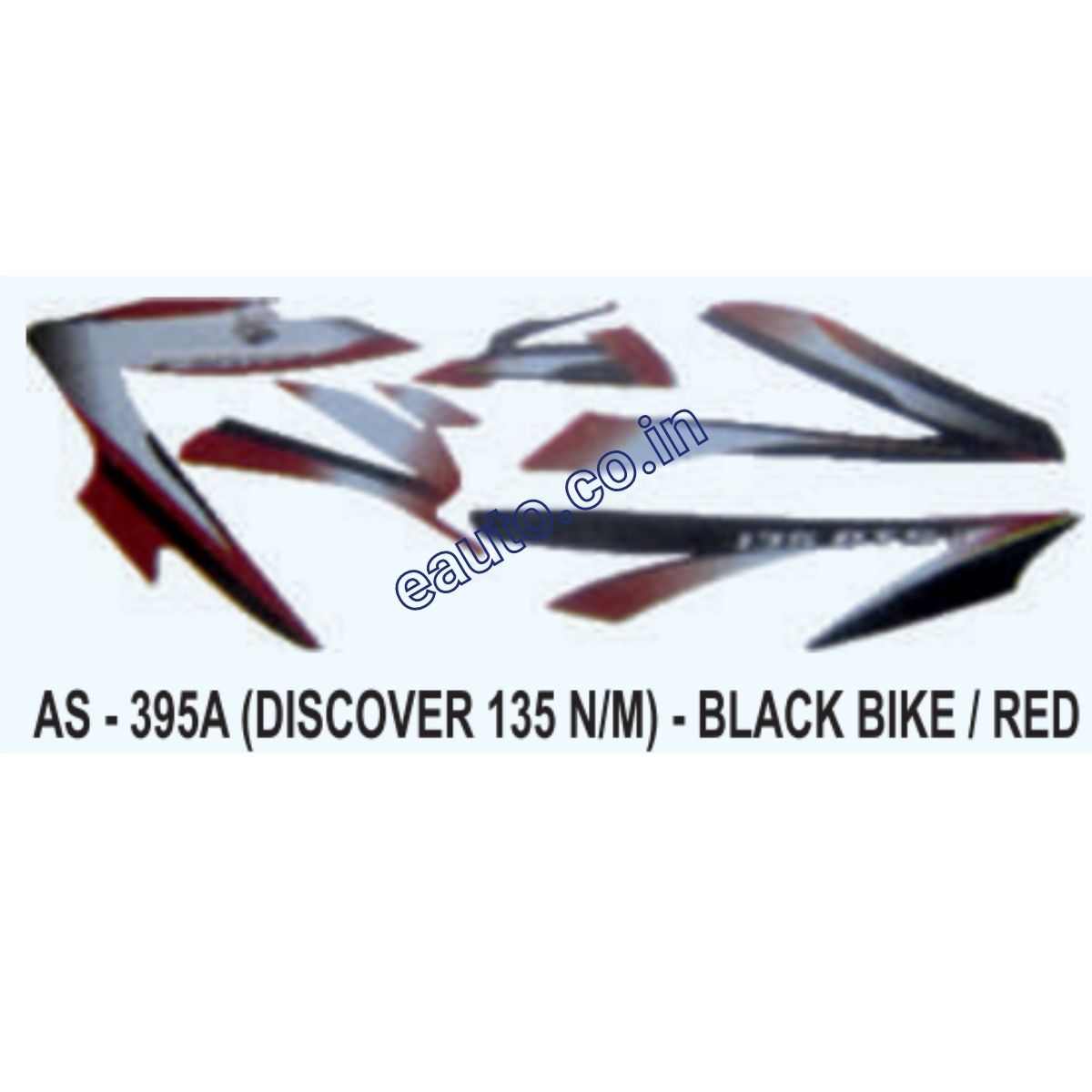 Graphics Sticker Set for Bajaj Discover 135 | New Model | Black Vehicle | Red Sticker | Both Sides