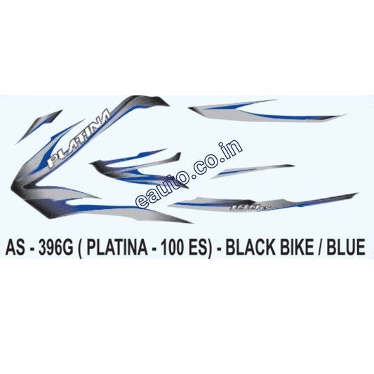 Graphics Sticker Set for Bajaj Platina 100 ES | Black Vehicle | Blue Sticker | Both Sides