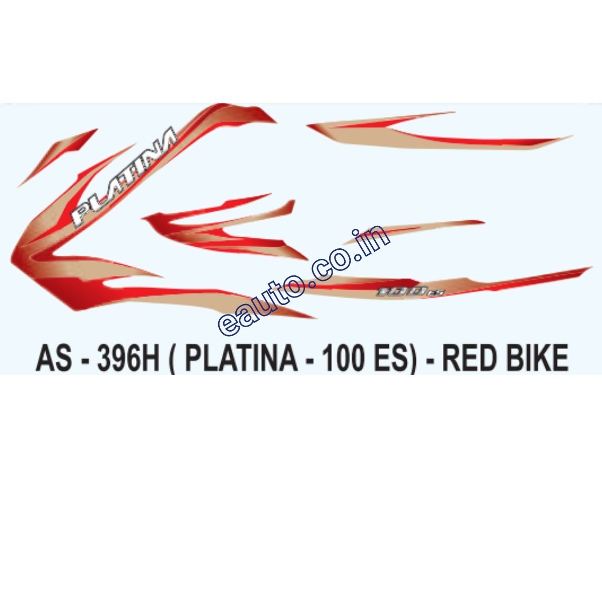 Graphics Sticker Set for Bajaj Platina 100 ES | Red Vehicle | Both Sides