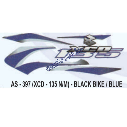 Graphics Sticker Set for Bajaj XCD 135 | New Model | Black Vehicle | Blue Sticker | Both Sides