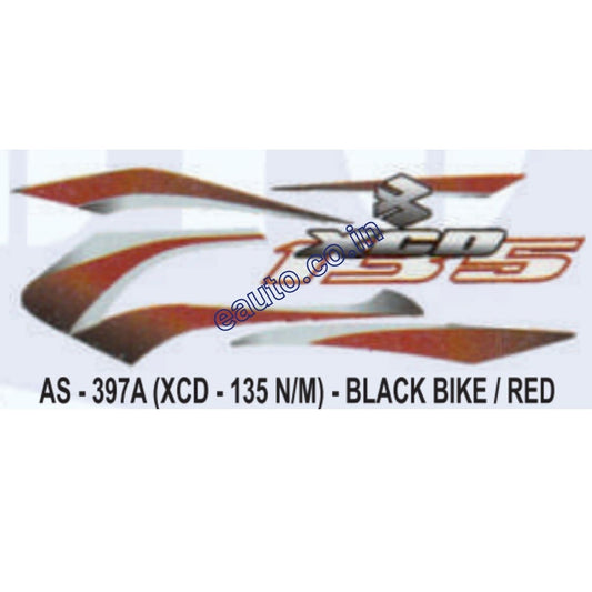 Graphics Sticker Set for Bajaj XCD 135 | New Model | Black Vehicle | Red Sticker | Both Sides