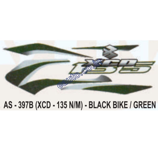 Graphics Sticker Set for Bajaj XCD 135 | New Model | Black Vehicle | Green Sticker | Both Sides