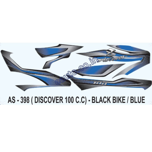 Graphics Sticker Set for Bajaj Discover 100CC | Black Vehicle | Blue Sticker | Both Sides