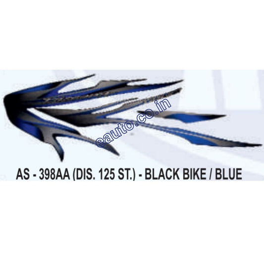 Graphics Sticker Set for Bajaj Discover 125 ST | Black Vehicle | Blue Sticker | Both Sides