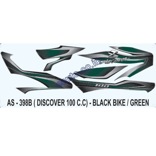 Graphics Sticker Set for Bajaj Discover 100CC | Black Vehicle | Green Sticker | Both Sides