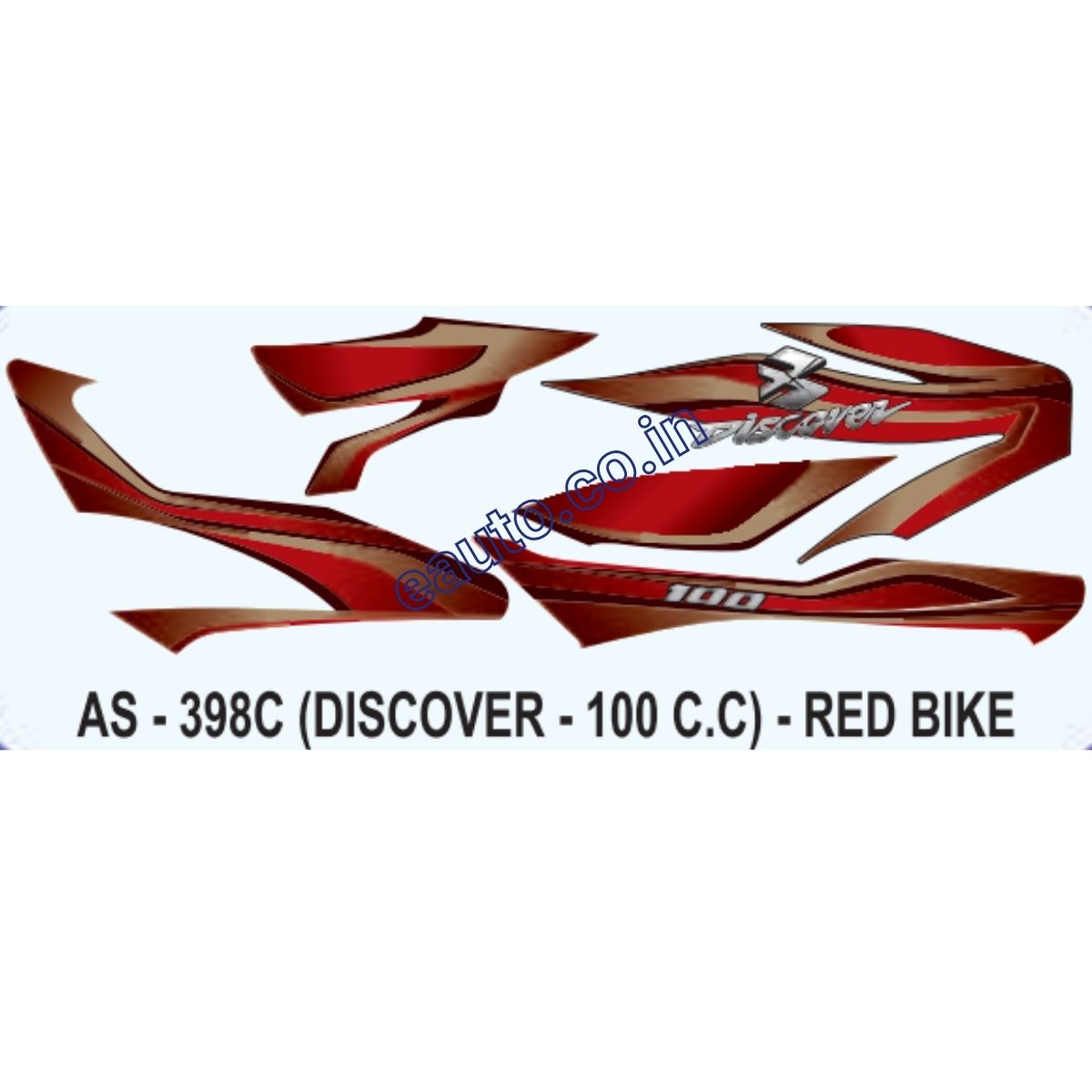 Graphics Sticker Set for Bajaj Discover 100CC | Red Vehicle | Both Sides