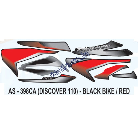 Graphics Sticker Set for Bajaj Discover 110 | Black Vehicle | Red Sticker | Both Sides