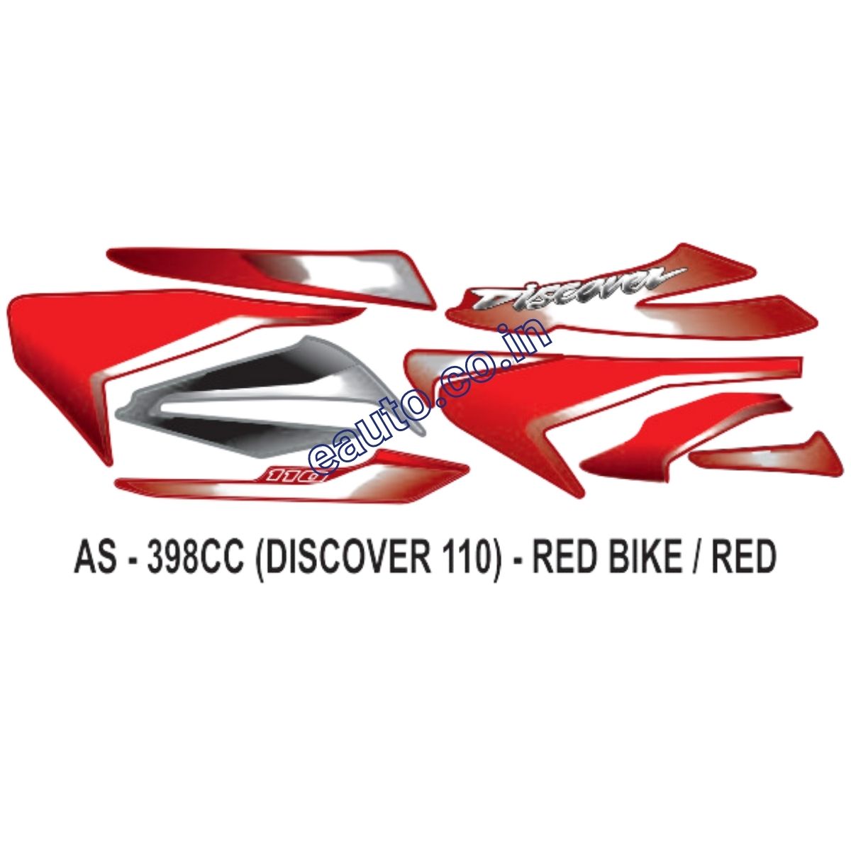 Graphics Sticker Set for Bajaj Discover 110 | Red Vehicle | Red Sticker | Both Sides