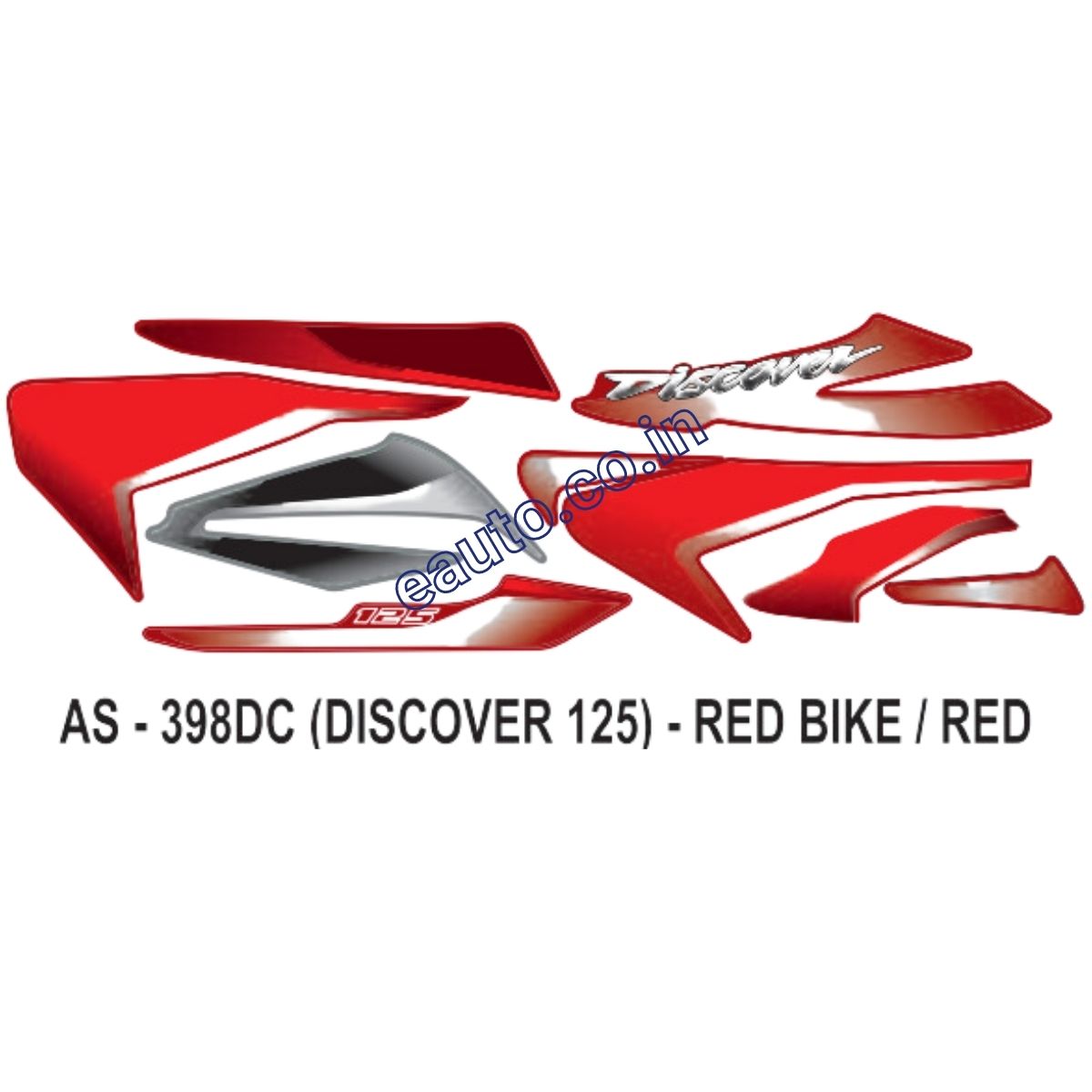 Graphics Sticker Set for Bajaj Discover 125 | Red Vehicle | Red Sticker | Both Sides