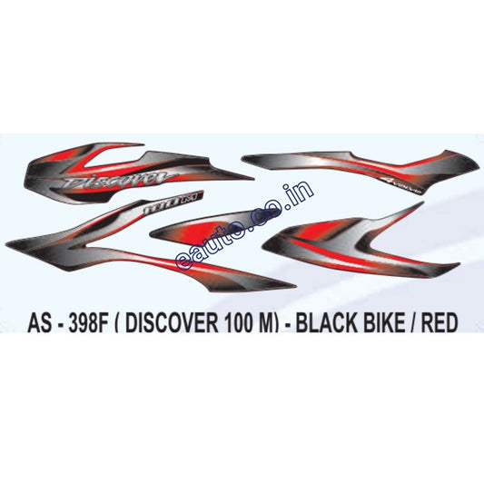 Graphics Sticker Set for Bajaj Discover 100M | Black Vehicle | Red Sticker | Both Sides