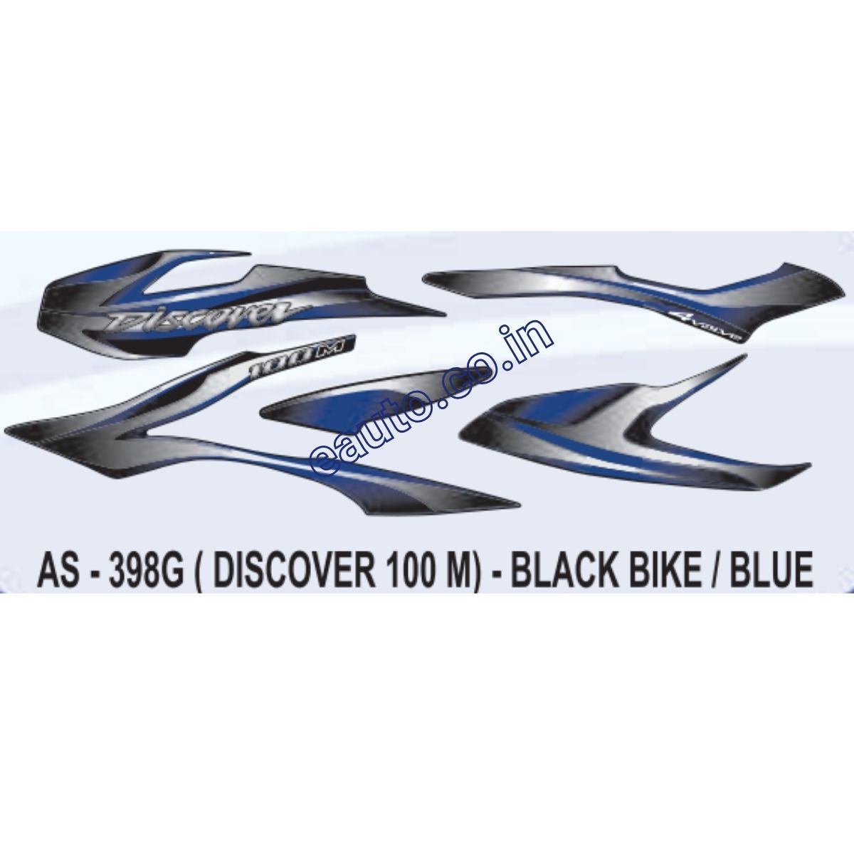 Graphics Sticker Set for Bajaj Discover 100M | Black Vehicle | Blue Sticker | Both Sides