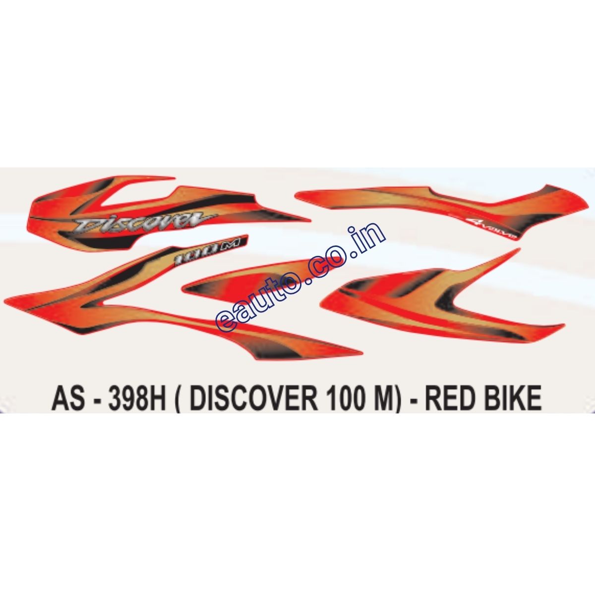 Graphics Sticker Set for Bajaj Discover 100M | Red Vehicle | Both Sides