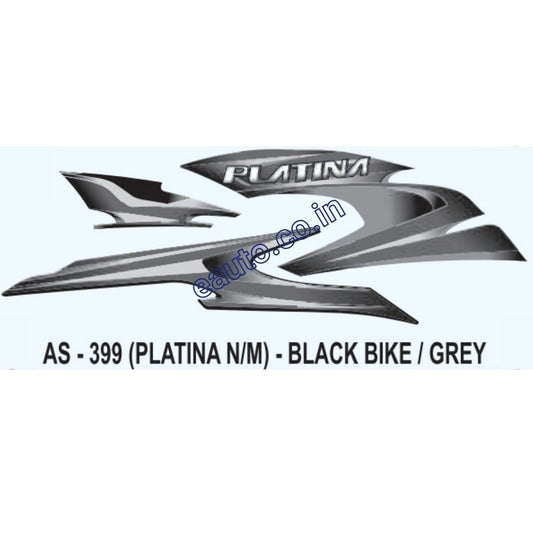 Graphics Sticker Set for Bajaj Platina | New Model | Black Vehicle | Grey Sticker | Both Sides