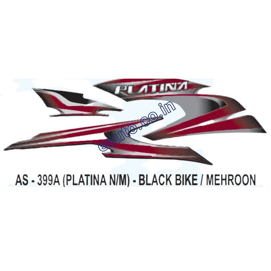 Graphics Sticker Set for Bajaj Platina | New Model | Black Vehicle | Mehroon Sticker | Both Sides