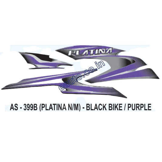 Graphics Sticker Set for Bajaj Platina | New Model | Black Vehicle | Purple Sticker | Both Sides