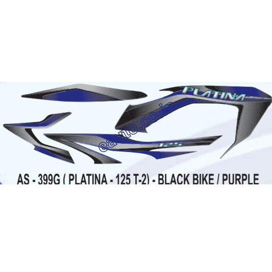 Graphics Sticker Set for Bajaj Platina 125 | Type 2 | Black Vehicle | Purple Sticker | Both Sides