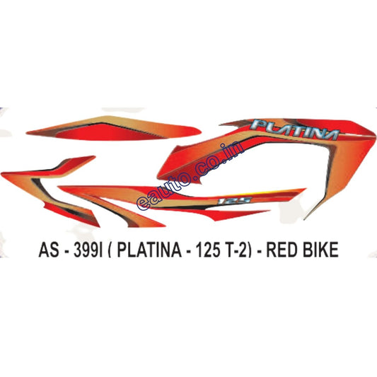 Graphics Sticker Set for Bajaj Platina 125 | Type 2 | Red Vehicle | Both Sides