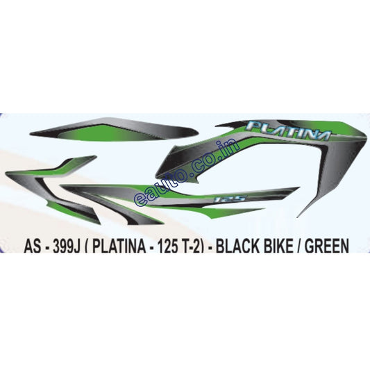 Graphics Sticker Set for Bajaj Platina 125 | Type 2 | Black Vehicle | Green Sticker | Both Sides