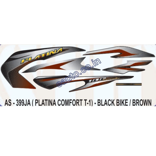 Graphics Sticker Set for Bajaj Platina Comfortec | Type 1 | Black Vehicle | Brown Sticker | Both Sides