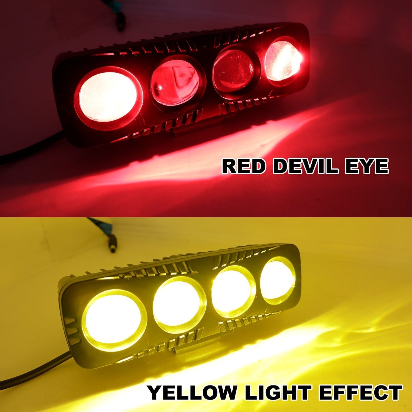 LIU HJG 4LED Fog Light Yellow/White with Alternating Flashing & RED Devil Eye Effect Light for Bikes and Cars (9V-80V, 40W) - Pack of 1