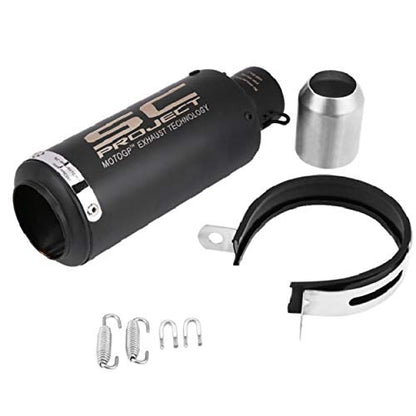 Autopowerz® Universal Stainless Steel Slip On Exhaust 36-51 mm Muffler Pipe for All Bikes/Motorcycle (Cylinder Black Silencer, Black)