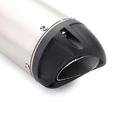 AUTOPOWERZ® Universal Stainless Steel Slip On Exhaust 36-51 mm Muffler Pipe for All Bikes/Motorcycle (Sc project Small silver silencer, Silver)