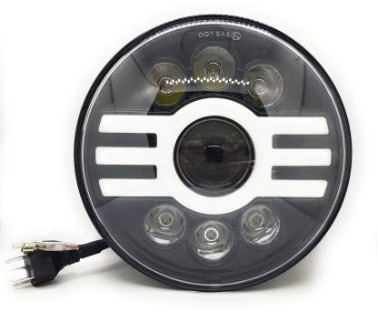 7 Inch Round Led Trishool Headlight with White & Yellow DRL Indicator for Bikes and Cars