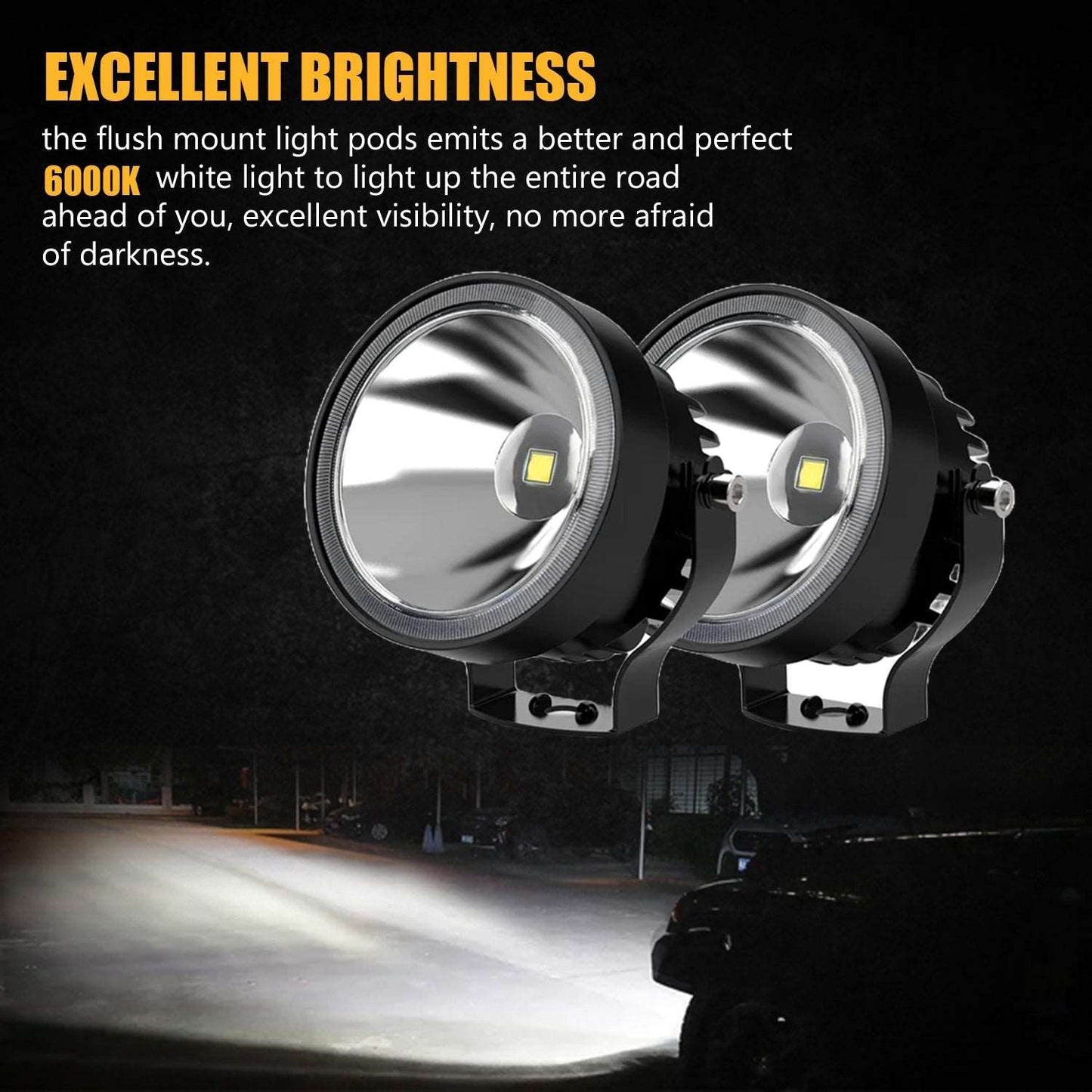 4 inch White Spotlight 45W, Led Off Road Super Bright Driving Fog Light for Bikes, Cars and Trucks (Pack Of 2pcs)