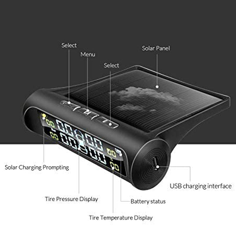 Tyre Pressure Monitoring System Universal With Solar Charging