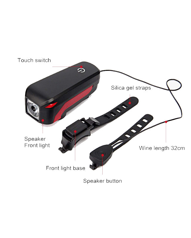 USB Rechargeable Bicycle Light Waterproof Quick Release Bike Front Light Speaker Touch Switch Bicycle Light LED Front Light