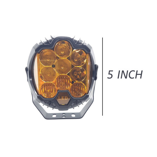 Universal LED Heavy Duty 5 inch 70W Fog Light 5000LM LED Driving Fog Lights Replacement for Jeep Motorcycle Tractor Truck ATV UTV SUV (Pack of 1, Yellow)