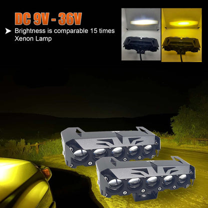 LIU HJG With Wiring Kit 180W (Pair) Mega Drive 5 Lens Dual Colour Yellow/White Led Fog Light (With 12 Months Warranty)