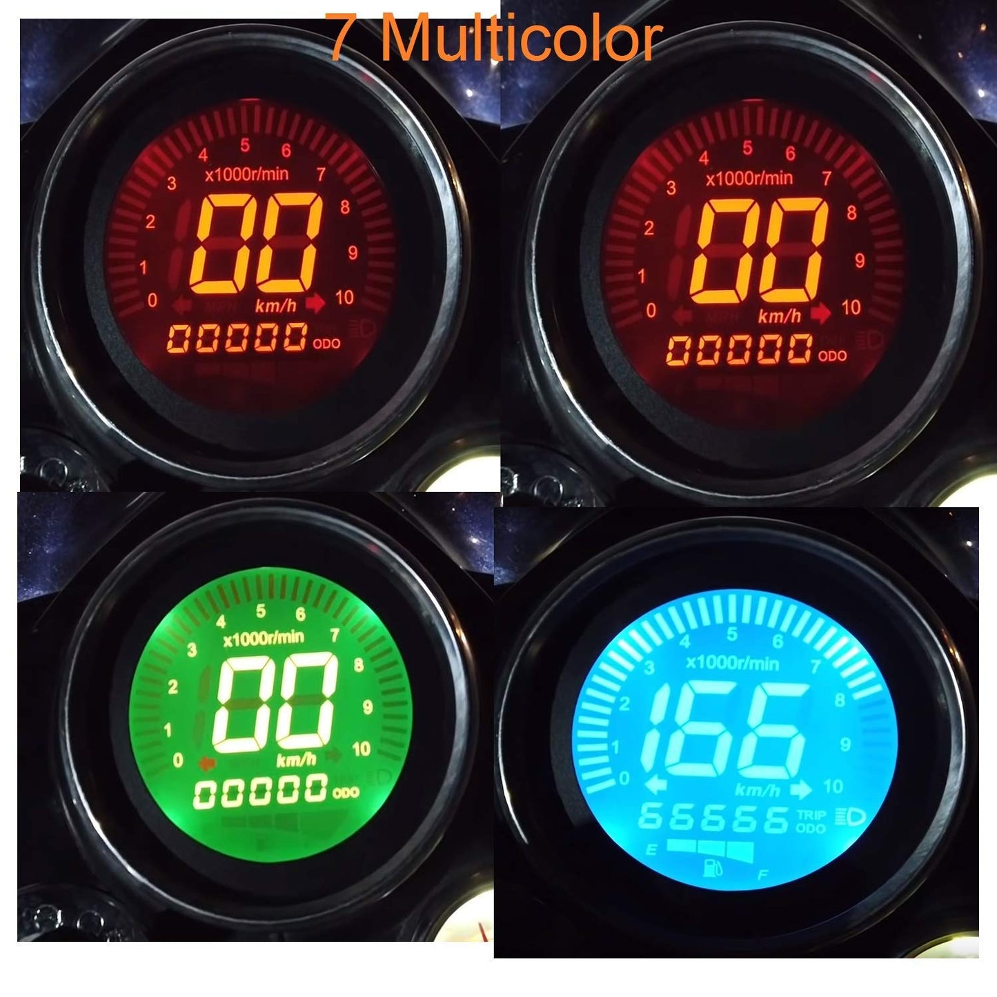 Digital Speedometer 7 Multicolor LCD Screen, Oil Gauge (Royal Enfield Classic 350, Classic 500, Electra 350)