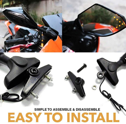 AUTOPOWERZ ABS Plastic Motorcycle Black Rear View Side Mirror with LED Turn Light R15 Mirror