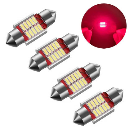 10 SMD Car Interior, Roof Led Light with Festoon Holder (5W) for All Cars (Red, 4 pcs)