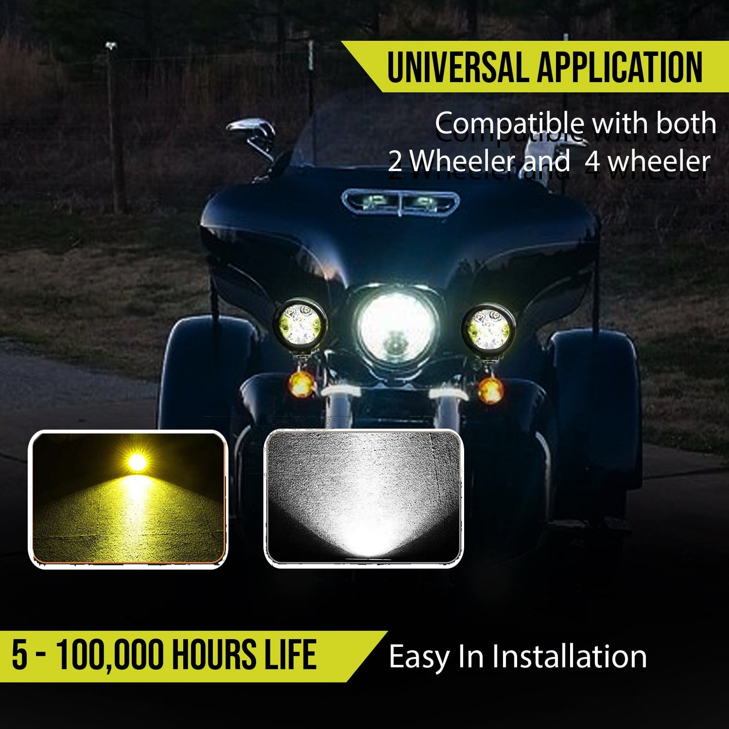 AutoPowerz 9LED Yellow-White Fog Light for Universal For Bike & Cars,Coming with Heavy Duty Compactable with all type Vehicles