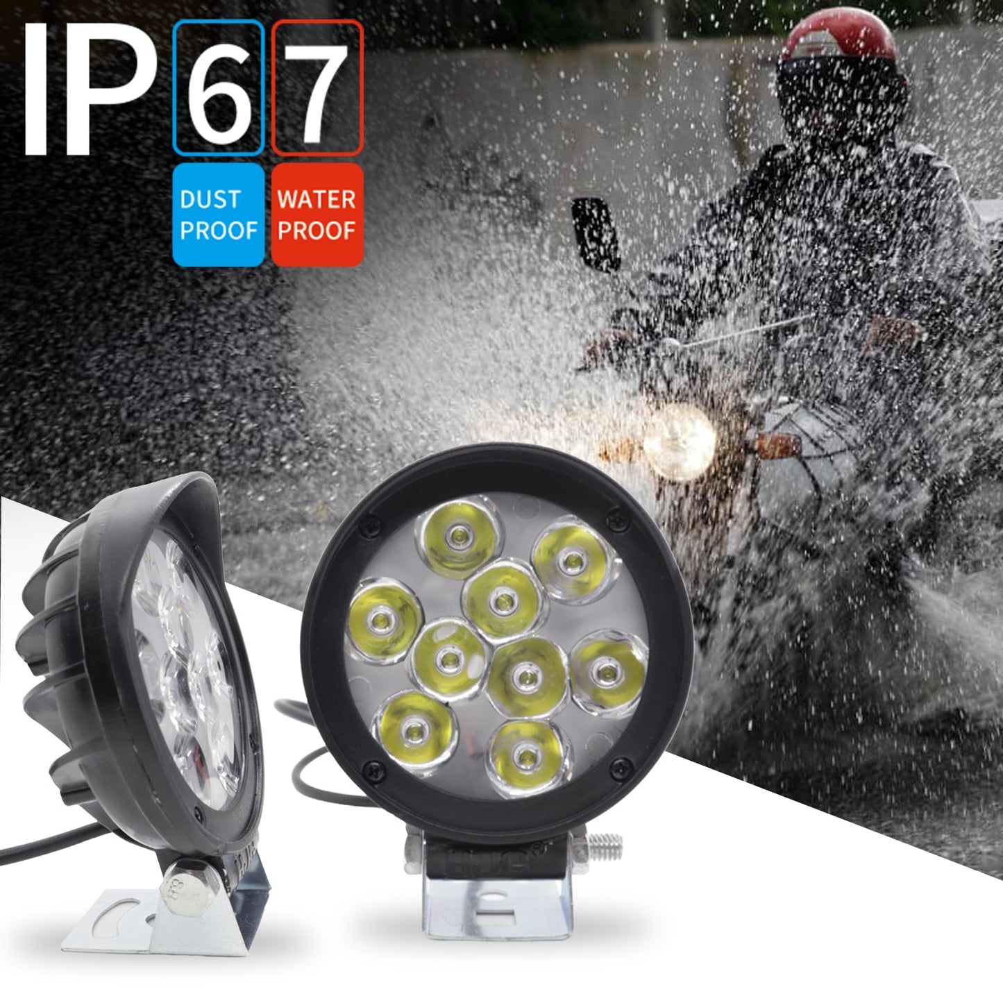 LIU HJG 9 LED Cap Set Fog Light Universal for Bikes and Cars (Pack of 2 + 1 Switch)