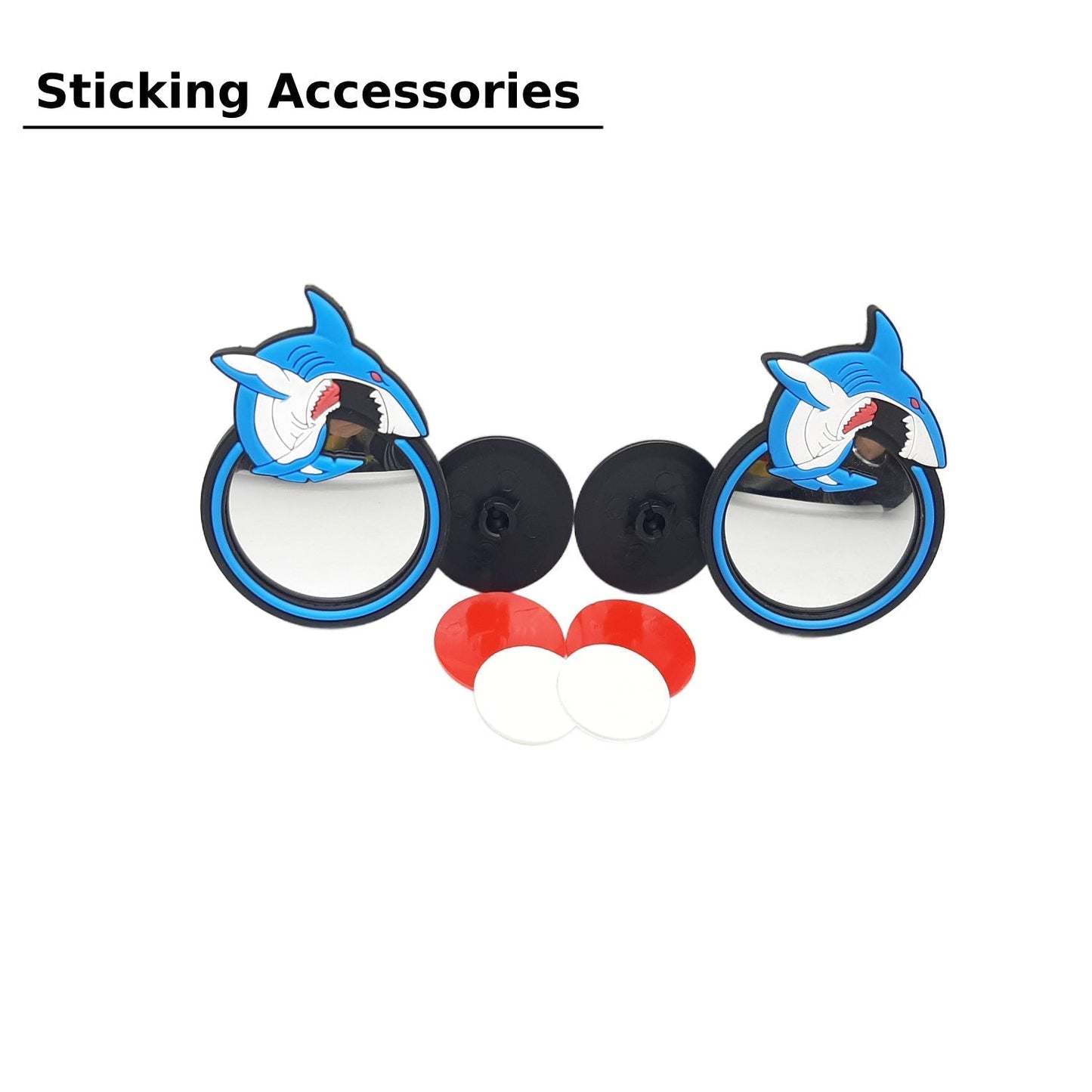 Universal Shark Design 2PCS Round Blind Spot Mirror Adjustable Convex Wide Angle for Car, Motorcycle (Pack of 2)