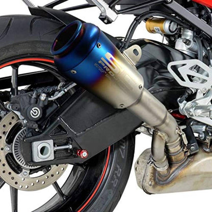 Autopowerz® Universal Stainless Steel Slip On Exhaust 36-51 mm Muffler Pipe for All Bikes/Motorcycle (Rainbow, Multi-colour)