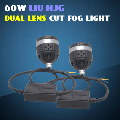 LIU HJG 60W Dual Lens Yellow/White Fog Light with Low/High Beam for Bikes & Cars (1 Set, DC12V-80V)