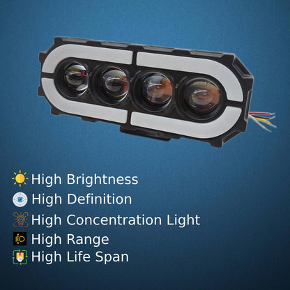 LU HJG 4 LED 60W DRL Yellow/White & RGB Multi-Color Function Light for Bikes & Cars (DC 12-48V, Pack Of 1)