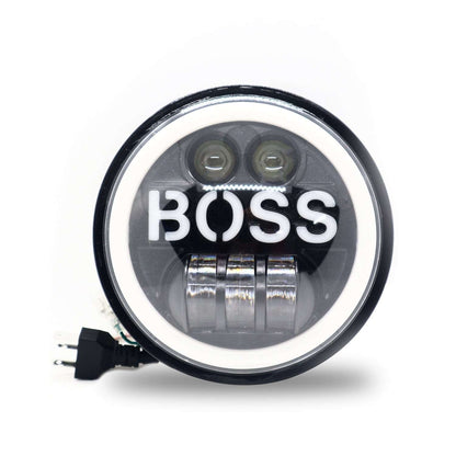 5.75 Inch LED Round Boss Headlight With DRL for Bike and Car (12V-80V, 75W)