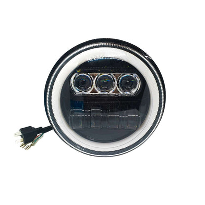 7 Inch New Round LED Headlight with High Beam, Low Beam for Bikes and Cars (12V-80V 75W)