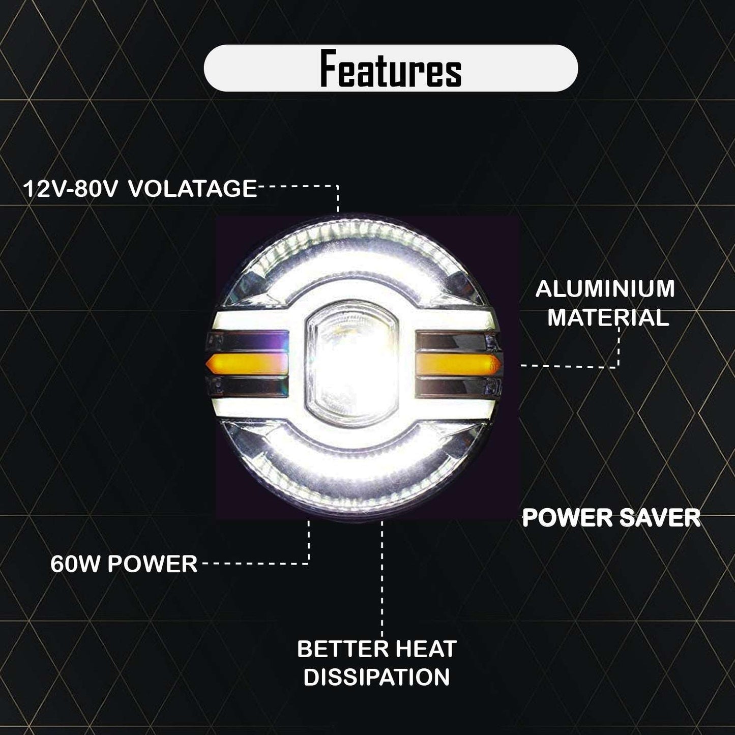 7 inch Led Headlight for Bikes and Cars (60W)