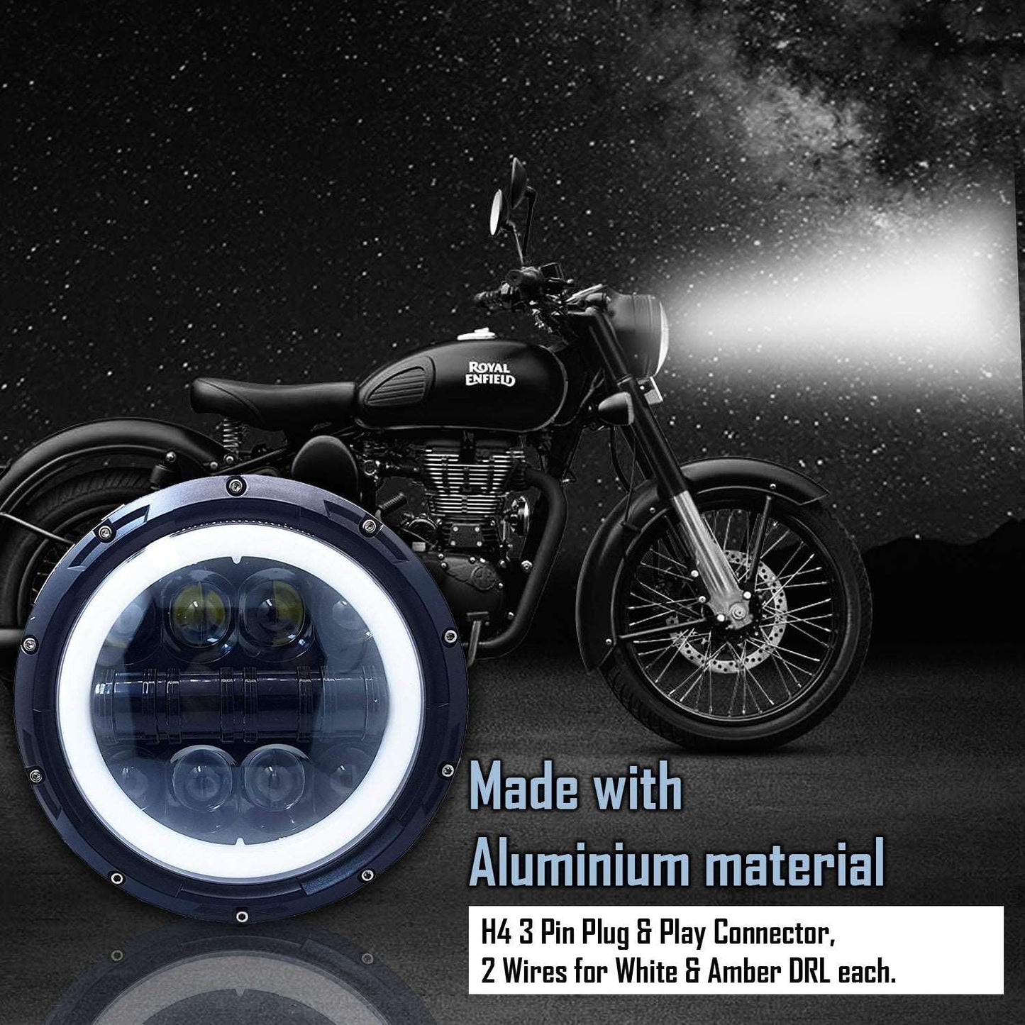 7 inch Motorcycle Round Led Headlight 90W Hi/Low Beam for Bike and cars