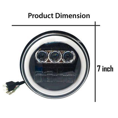 7 Inch New Round LED Headlight with High Beam, Low Beam for Bikes and Cars (12V-80V 75W)