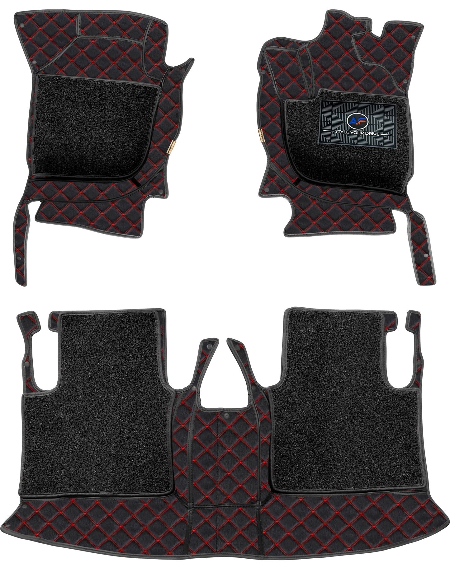 Mahindra Scorpio N (7 Seater) 2022-7D Luxury Car Mat, All Weather Proof, Anti-Skid, 100% Waterproof & Odorless with Unique Diamond Fish Design (24mm Luxury PU Leather, 2 Rows)